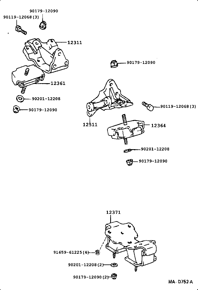 12511-61080 BRACKET, ALTERNATOR, NO.1 product image