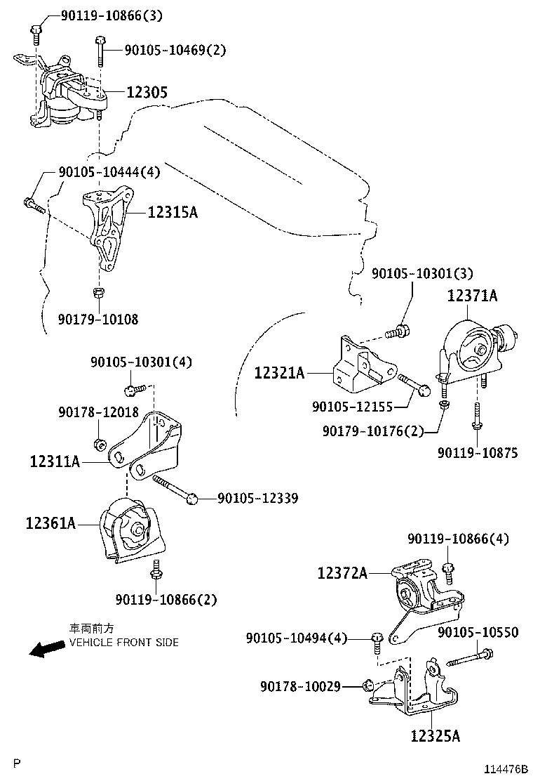 12311-21080 BRACKET, ENGINE MOUNTING, FRONT(FOR TRANSVERSE ENGINE) product image