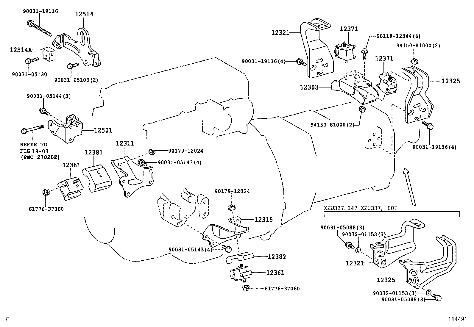 12303-0W010 BRACKET SUB-ASSY, ENGINE MOUNTING, REAR product image