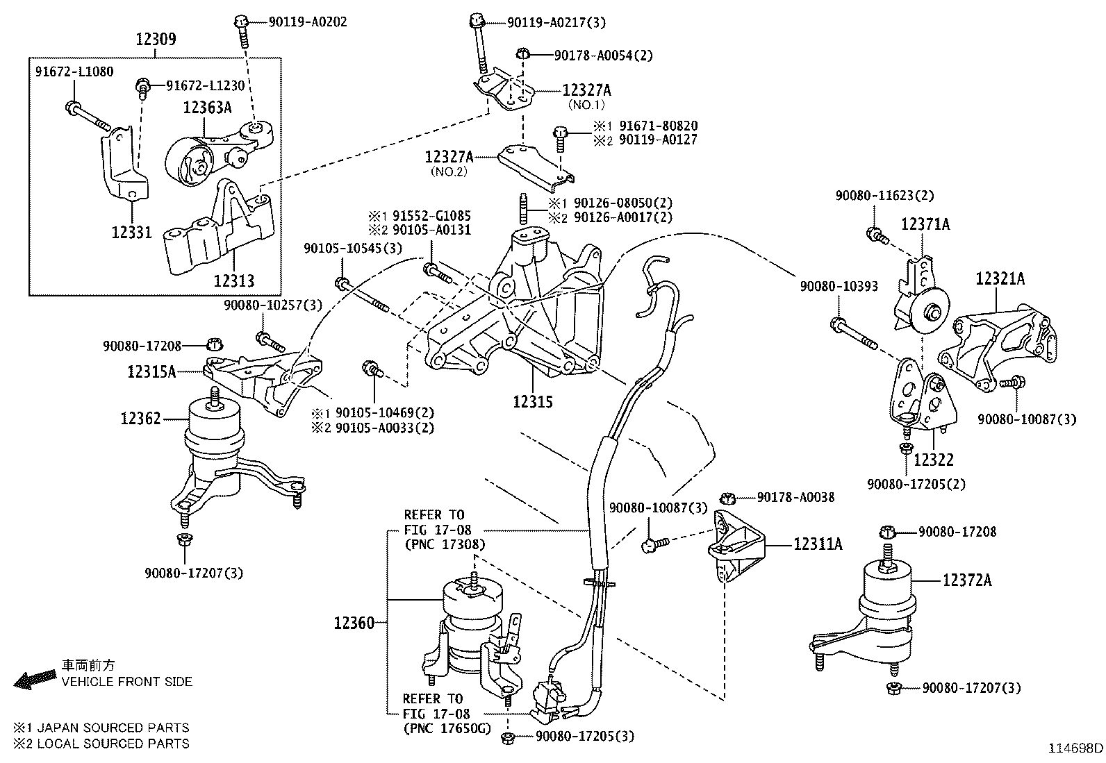 Toyota 12313-0A090 BRACKET, ENGINE MOUNTING CONTROL(FOR TRANSVERSE ENGINE)