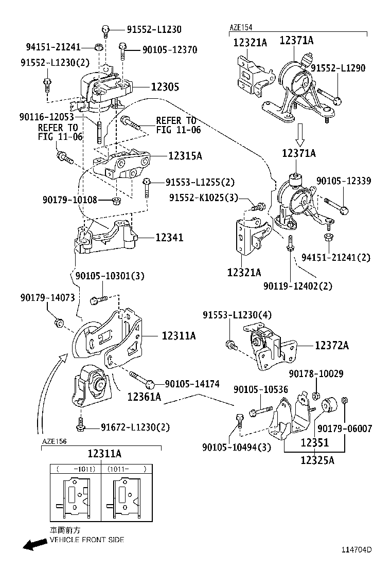 12311-28280 BRACKET, ENGINE MOUNTING, FRONT(FOR TRANSVERSE ENGINE) product image