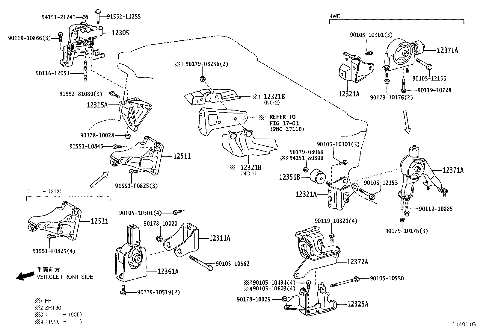 12361-21150 INSULATOR, ENGINE MOUNTING, FRONT(FOR TRANSVERSE ENGINE) product image