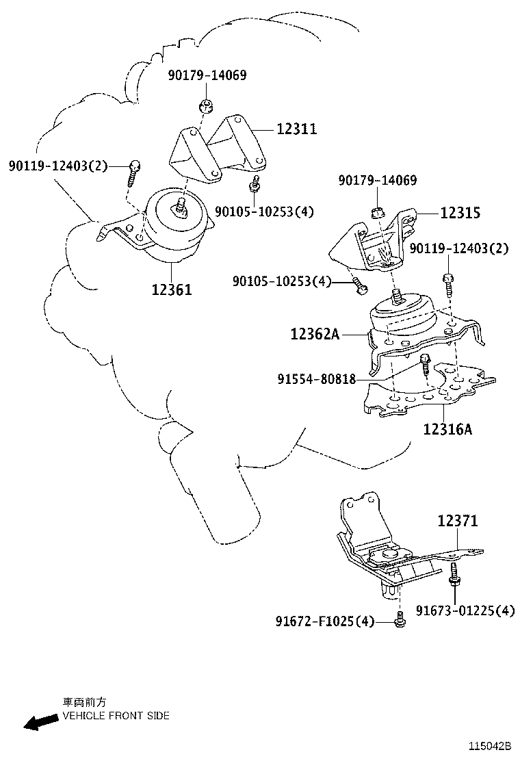 12315-51030 BRACKET, ENGINE MOUNTING, RH(FOR TRANSVERSE ENGINE) product image