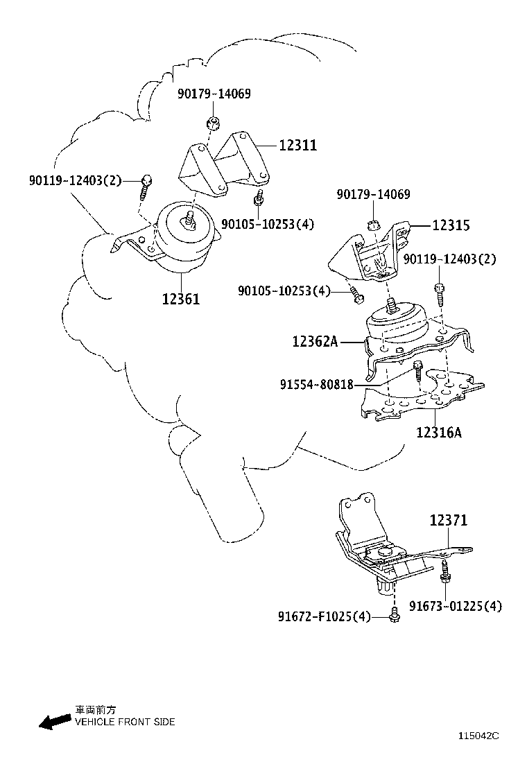 12361-31240 INSULATOR, ENGINE MOUNTING, FRONT product image