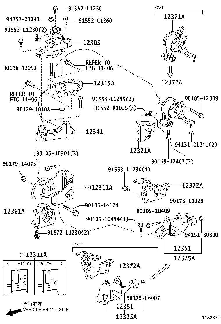 12361-31230 INSULATOR, ENGINE MOUNTING, FRONT(FOR TRANSVERSE ENGINE) product image