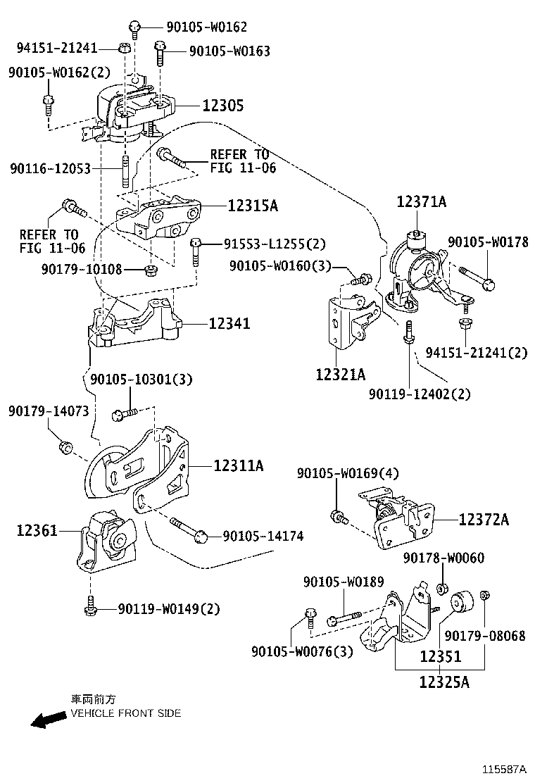 12311-28290 BRACKET, ENGINE MOUNTING, FRONT(FOR TRANSVERSE ENGINE) product image