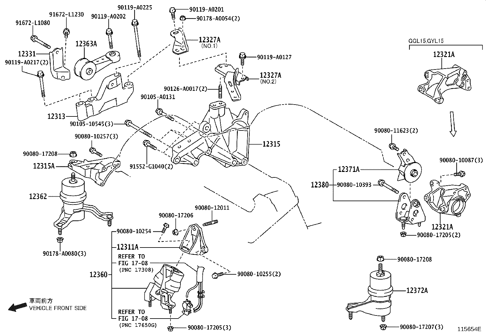 Toyota 12325-0P010 BRACKET, ENGINE MOUNTING, LH(FOR TRANSVERSE ENGINE)