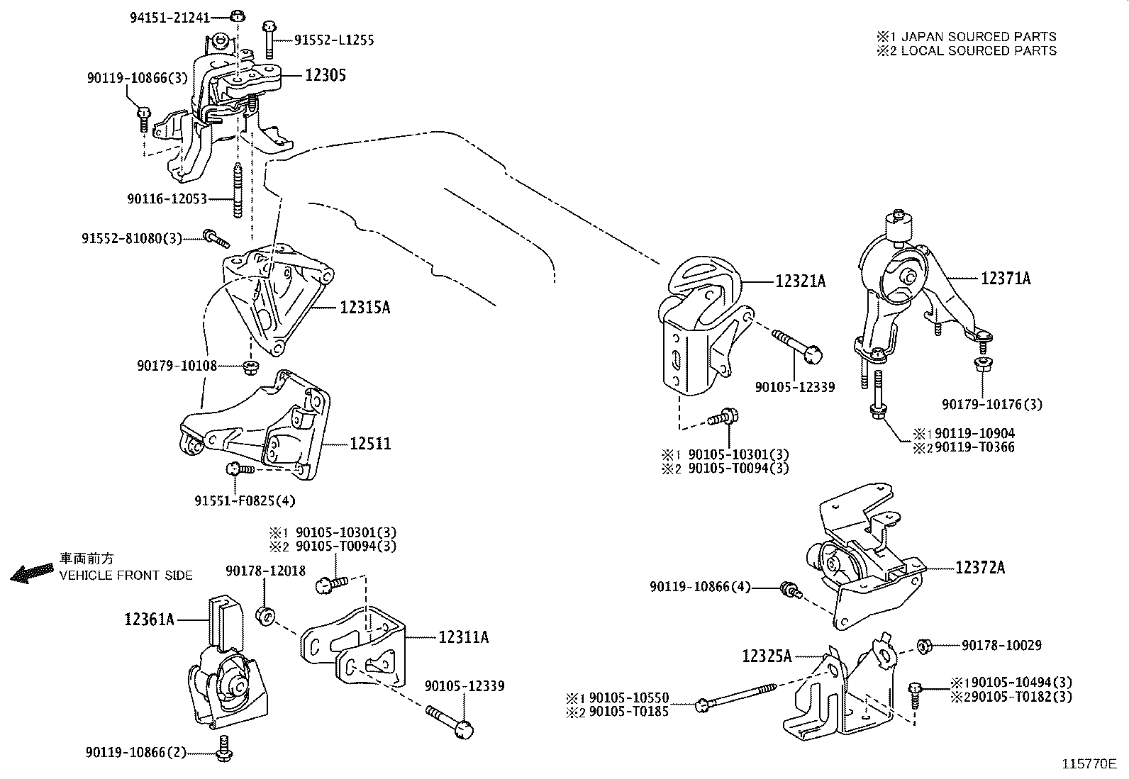 12361-0D232 INSULATOR, ENGINE MOUNTING, FRONT(FOR TRANSVERSE ENGINE) product image