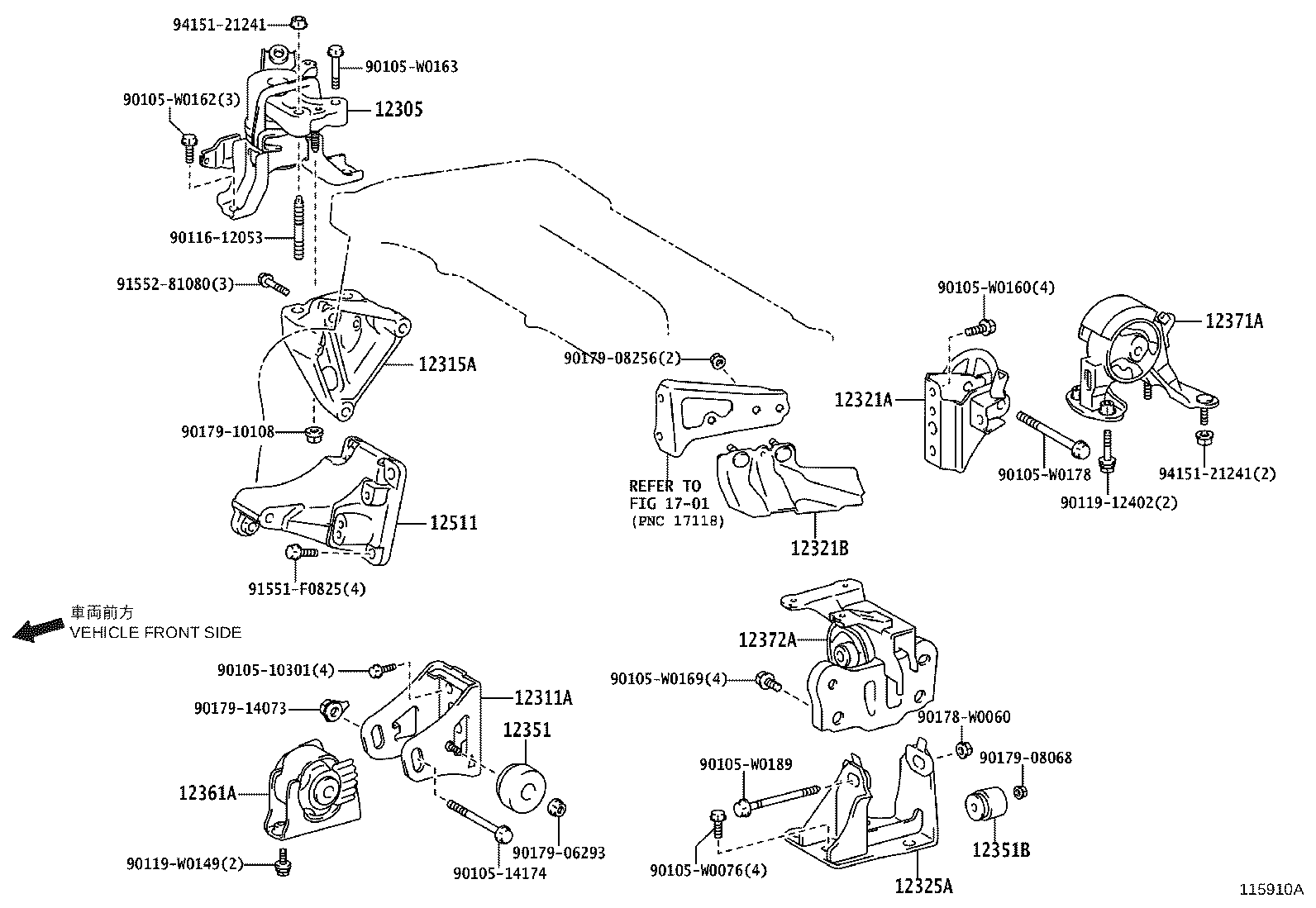 12361-37130 INSULATOR, ENGINE MOUNTING, FRONT(FOR TRANSVERSE ENGINE) product image