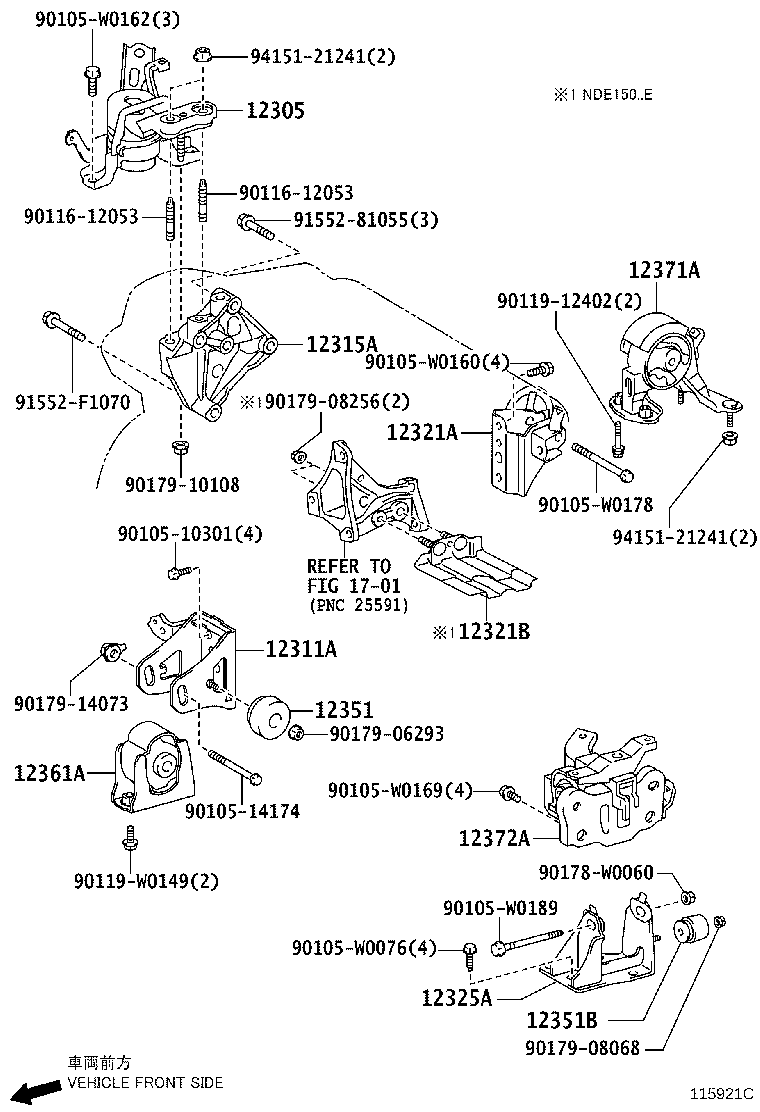 12361-37130 INSULATOR, ENGINE MOUNTING, FRONT(FOR TRANSVERSE ENGINE) product image