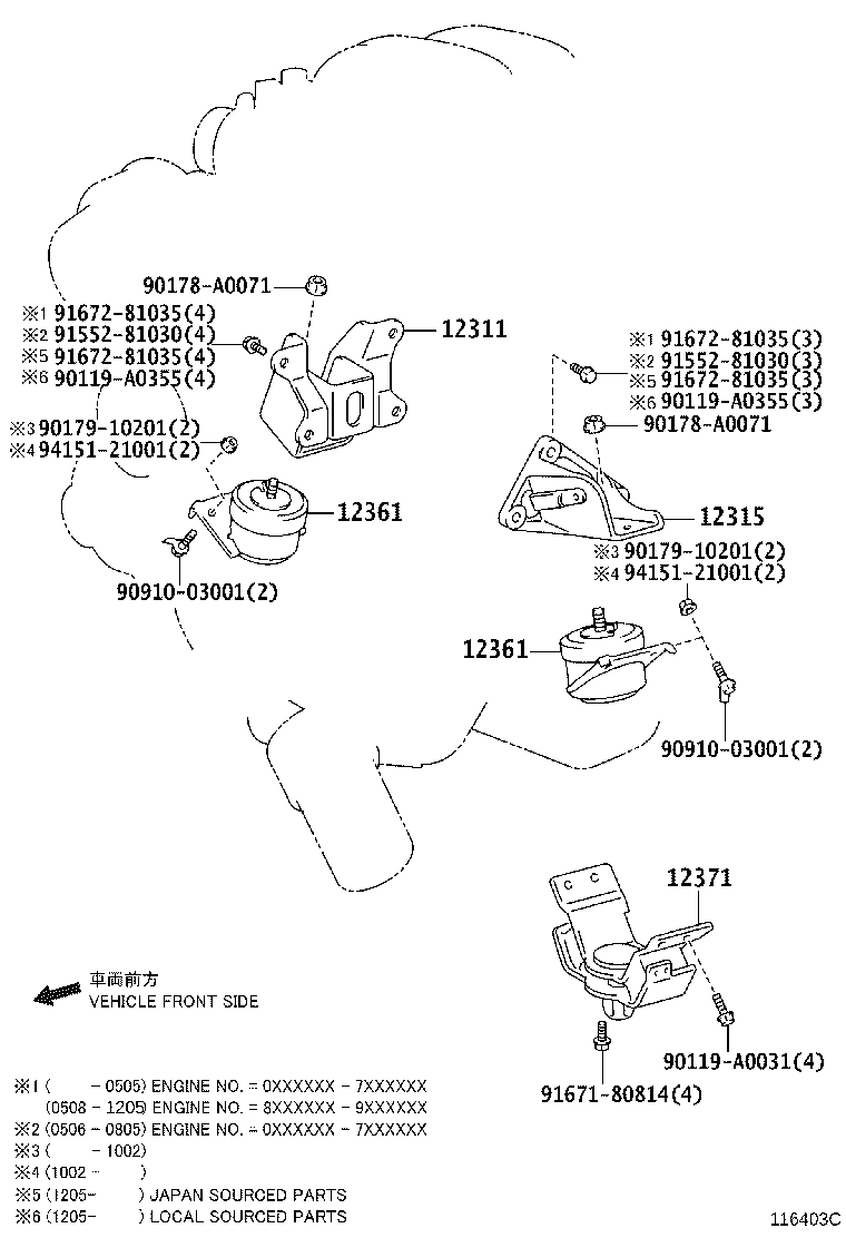 Toyota 12311-0P150 BRACKET, ENGINE MOUNTING, FRONT NO.1 RH