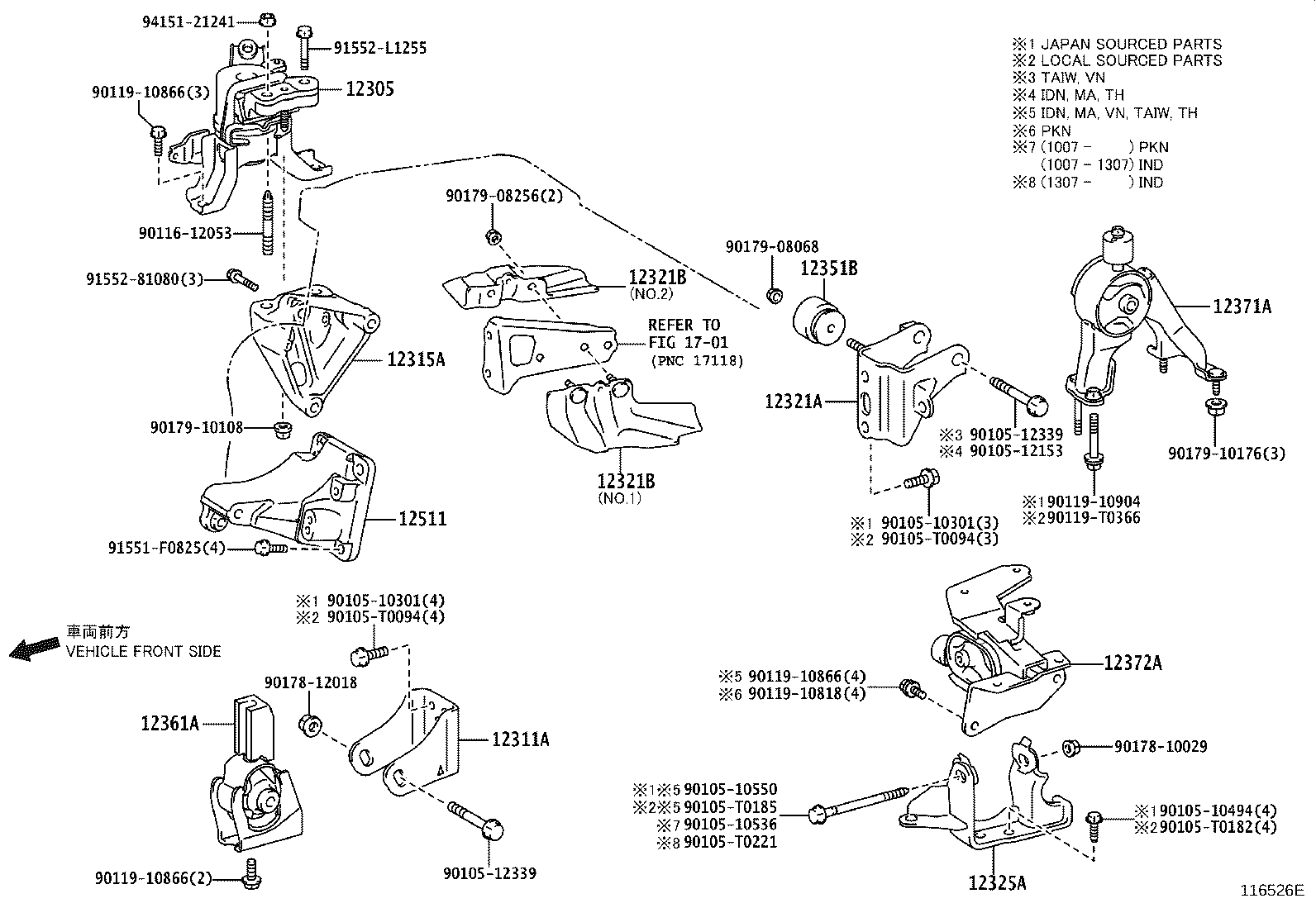 12361-0D232 INSULATOR, ENGINE MOUNTING, FRONT(FOR TRANSVERSE ENGINE) product image