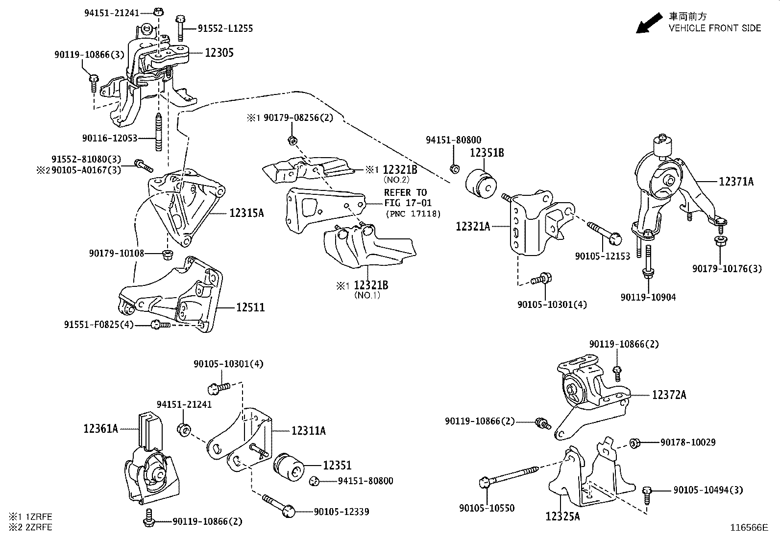 12361-21140 INSULATOR, ENGINE MOUNTING, FRONT(FOR TRANSVERSE ENGINE) product image