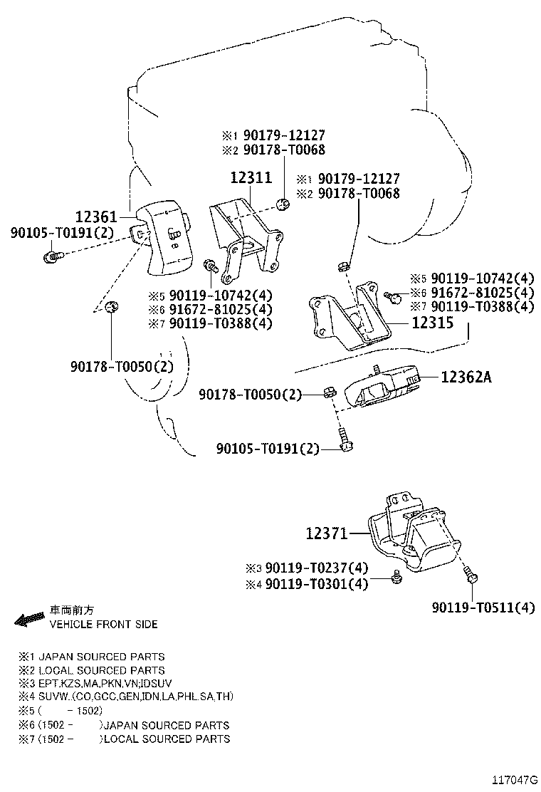 12315-31062 BRACKET, ENGINE MOUNTING, FRONT NO.1 LH product image