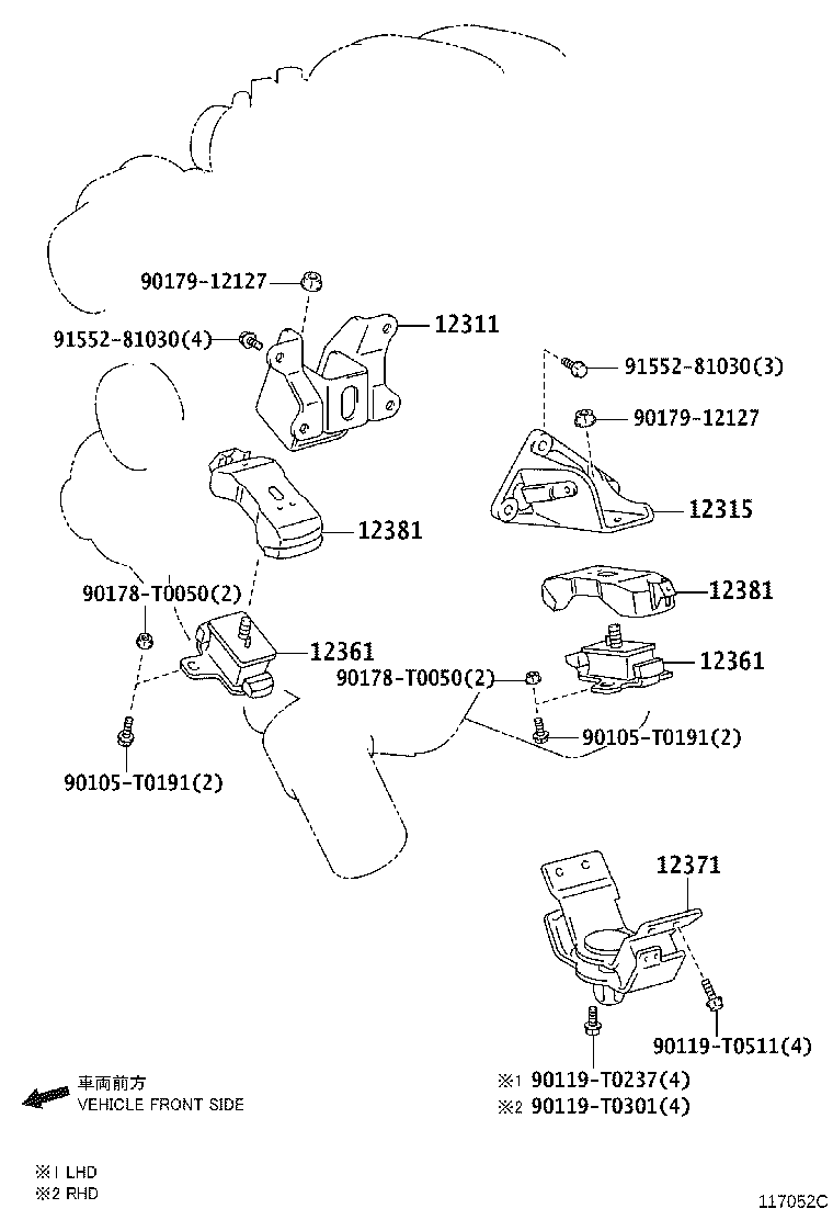 Toyota 12315-31062 BRACKET, ENGINE MOUNTING, FRONT NO.1 LH