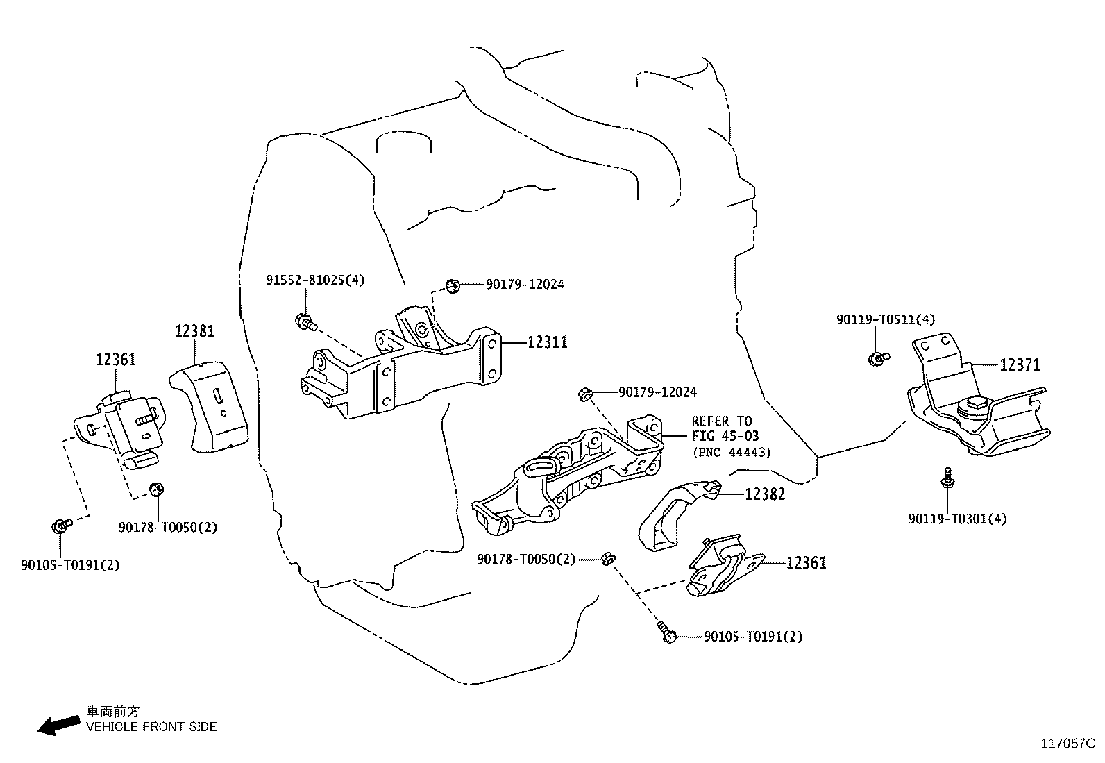 12315-31062 BRACKET, ENGINE MOUNTING, FRONT NO.1 LH product image