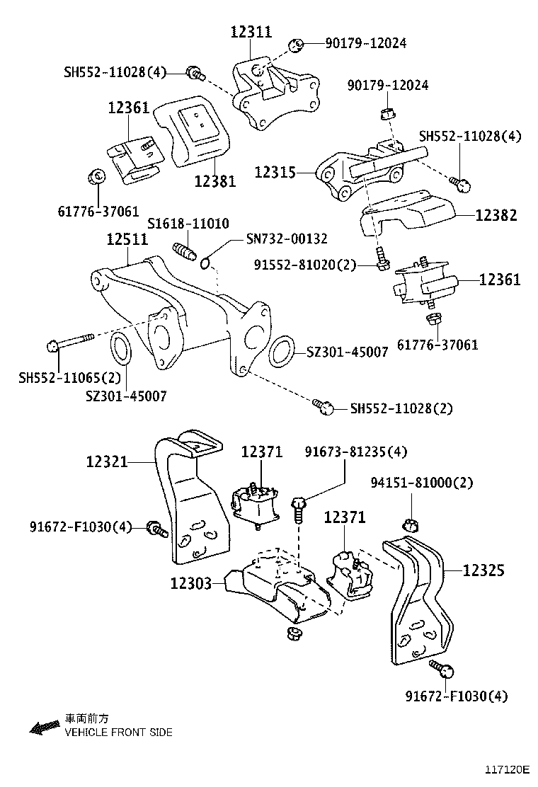 12361-78081 INSULATOR, ENGINE MOUNTING, FRONT product image