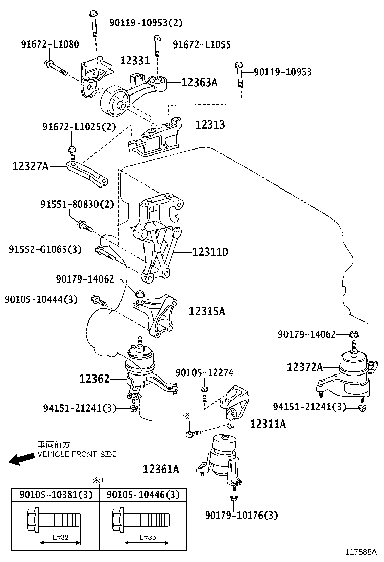 Toyota 12311-36070 BRACKET, ENGINE MOUNTING, FRONT(FOR TRANSVERSE ENGINE)