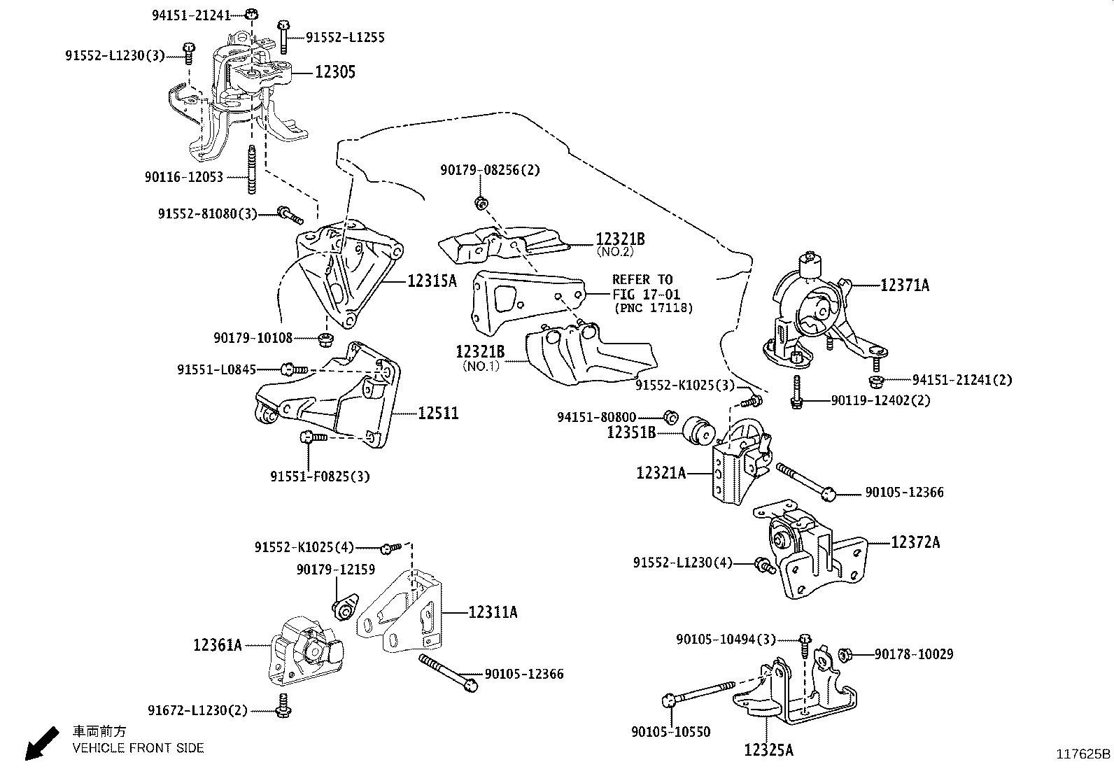 12311-21120 BRACKET, ENGINE MOUNTING, FRONT(FOR TRANSVERSE ENGINE) product image