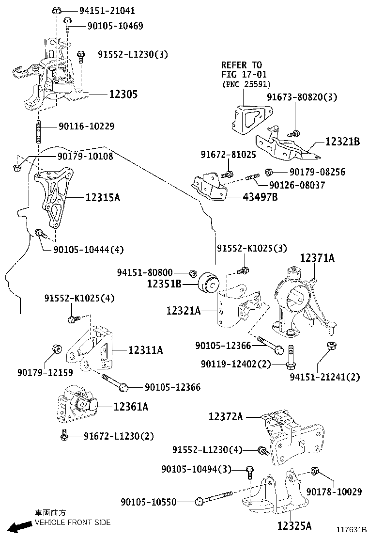 12311-21120 BRACKET, ENGINE MOUNTING, FRONT(FOR TRANSVERSE ENGINE) product image