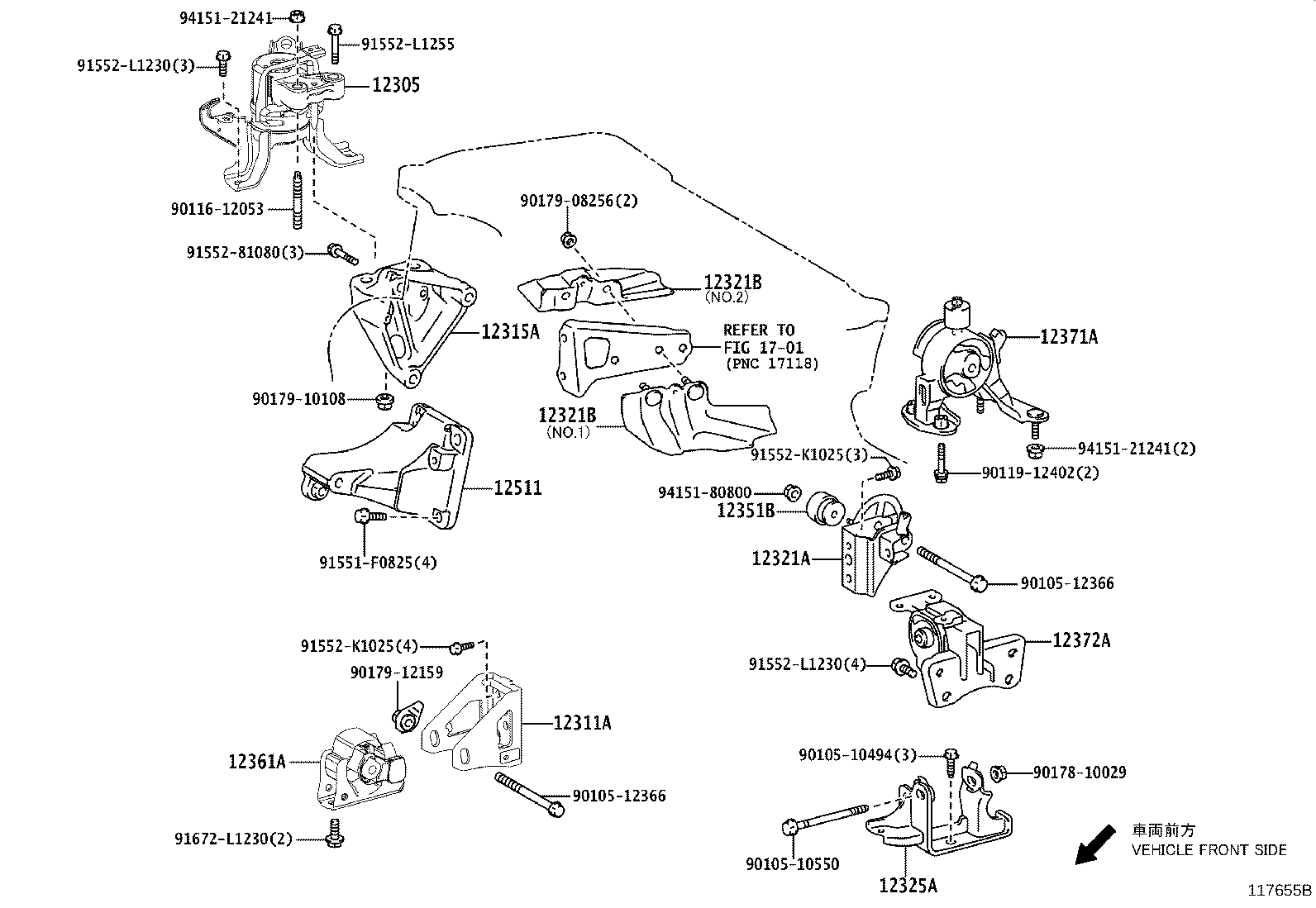 12361-37170 INSULATOR, ENGINE MOUNTING, FRONT(FOR TRANSVERSE ENGINE) product image