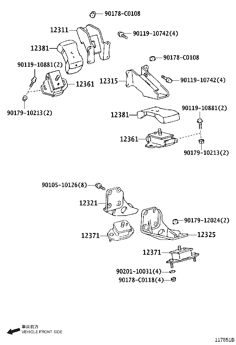 12311-31170 BRACKET, ENGINE MOUNTING, FRONT NO.1 RH product image