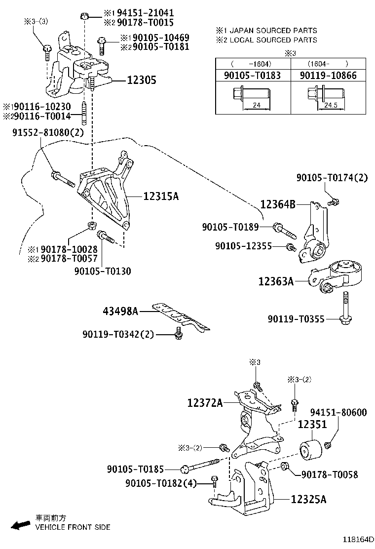 Toyota 12325-0M080 BRACKET, ENGINE MOUNTING, LH(FOR TRANSVERSE ENGINE)
