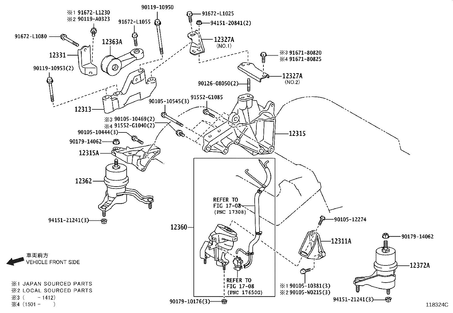 12361-36091 INSULATOR, ENGINE MOUNTING, FRONT(FOR TRANSVERSE ENGINE) product image