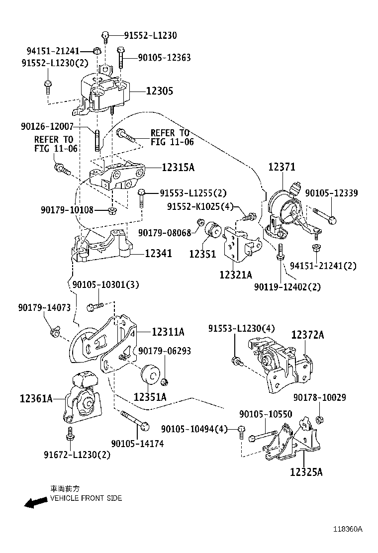 Toyota 12372-28370 INSULATOR, ENGINE MOUNTING, LH(FOR TRANSVERSE ENGINE)