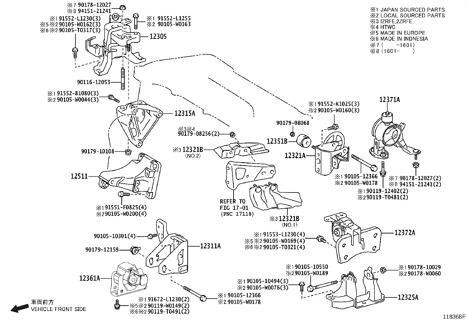 12361-0T170 INSULATOR, ENGINE MOUNTING, FRONT(FOR TRANSVERSE ENGINE) product image