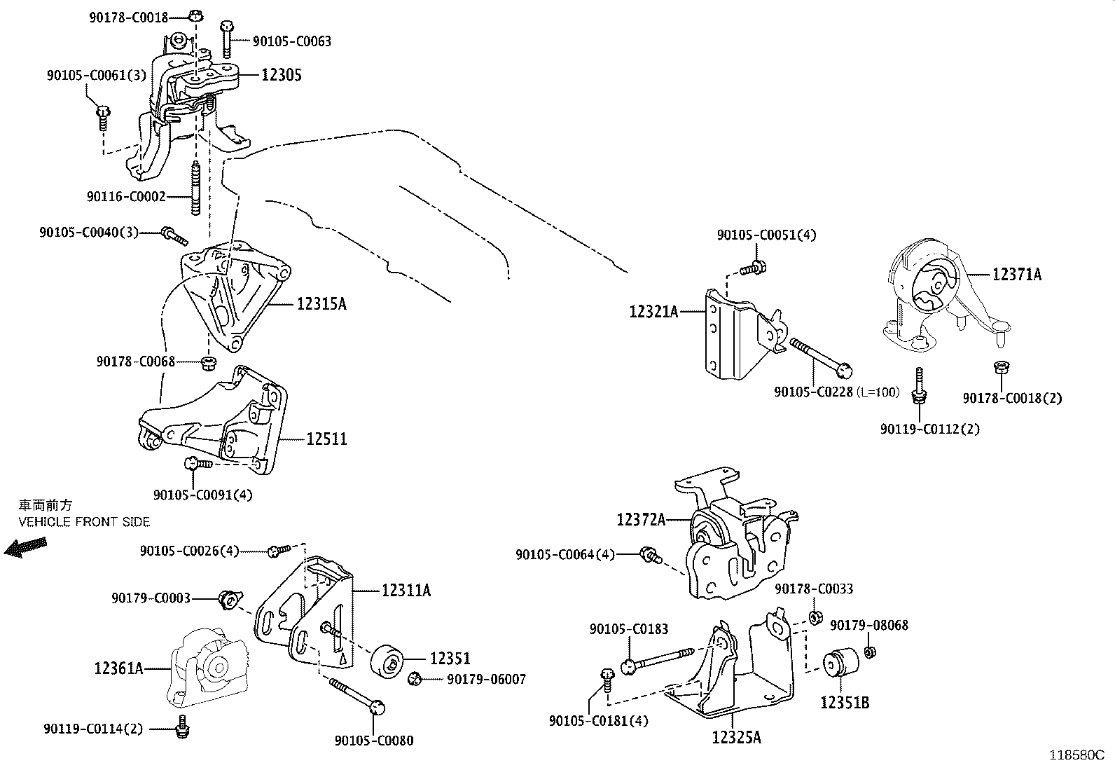 12361-0T240 INSULATOR, ENGINE MOUNTING, FRONT(FOR TRANSVERSE ENGINE) product image