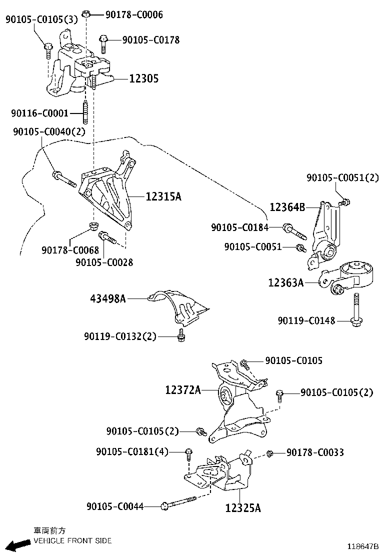 12304-0Y090 BRACKET SUB-ASSY, ENGINE MOUNTING, LH product image