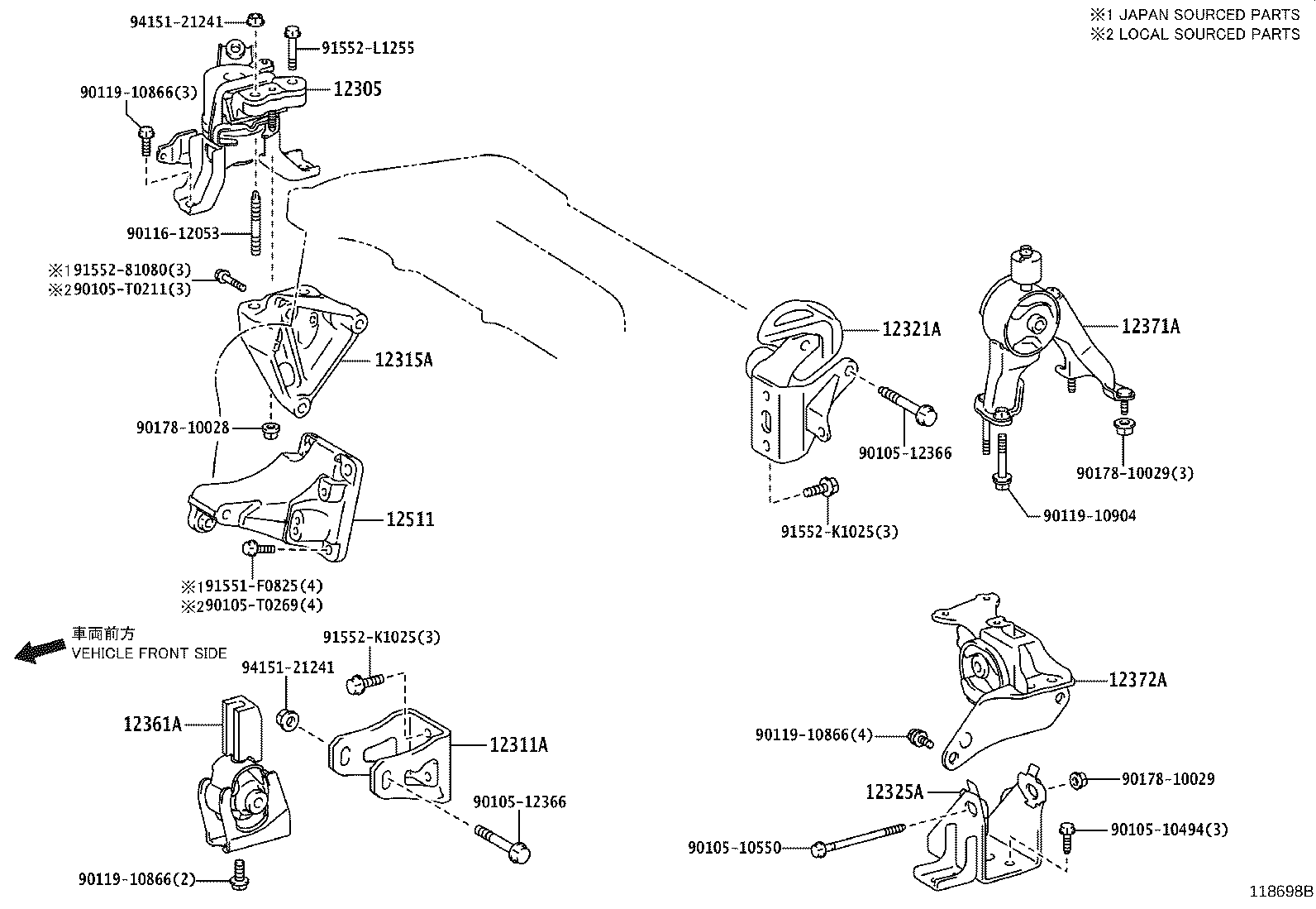 12361-0T260 INSULATOR, ENGINE MOUNTING, FRONT(FOR TRANSVERSE ENGINE) product image