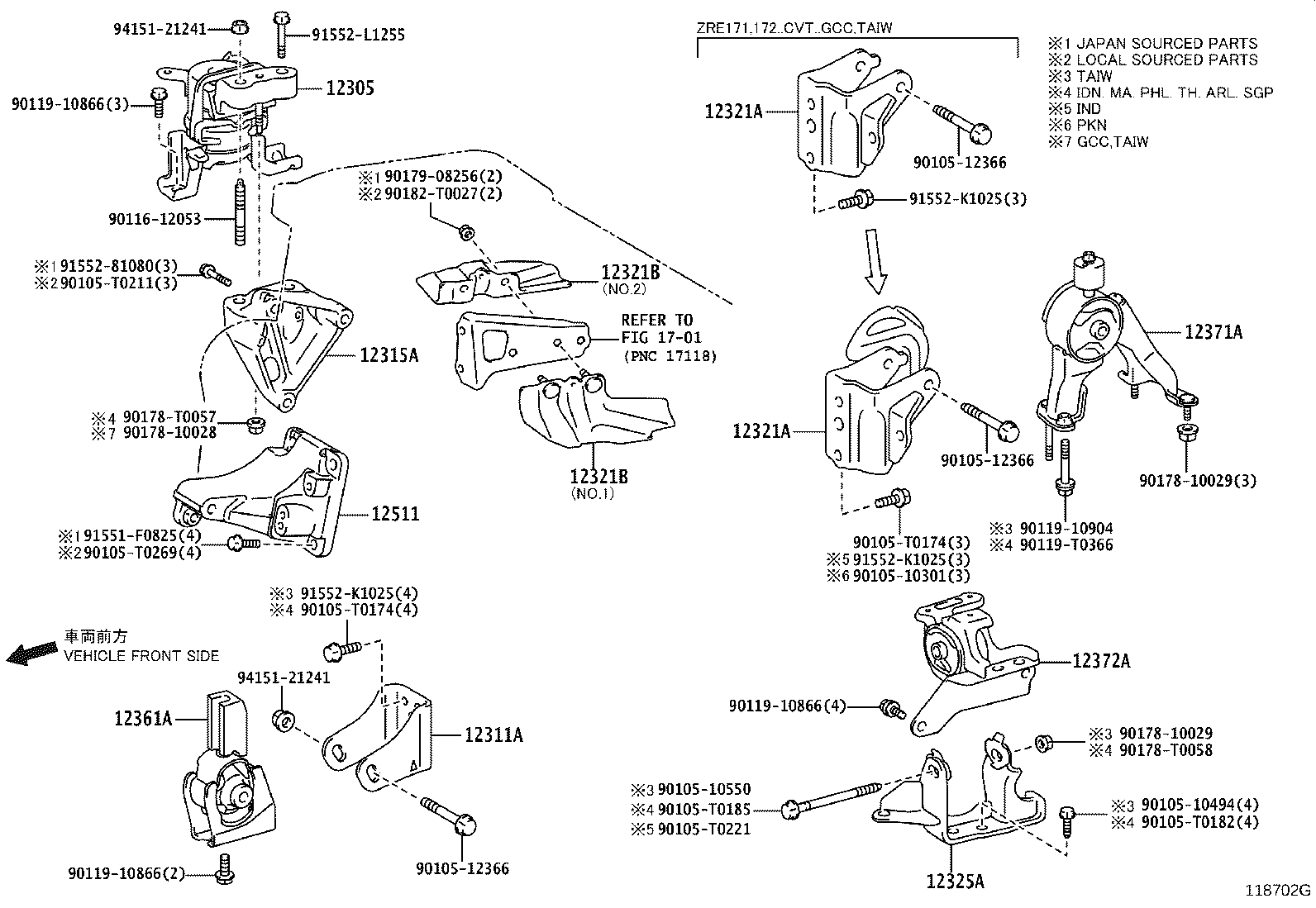12361-0T260 INSULATOR, ENGINE MOUNTING, FRONT(FOR TRANSVERSE ENGINE) product image