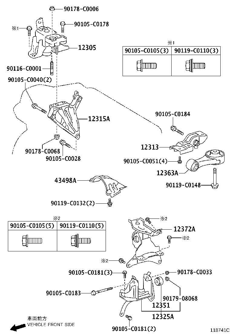 12315-0Y040 BRACKET, ENGINE MOUNTING, RH(FOR TRANSVERSE ENGINE) product image