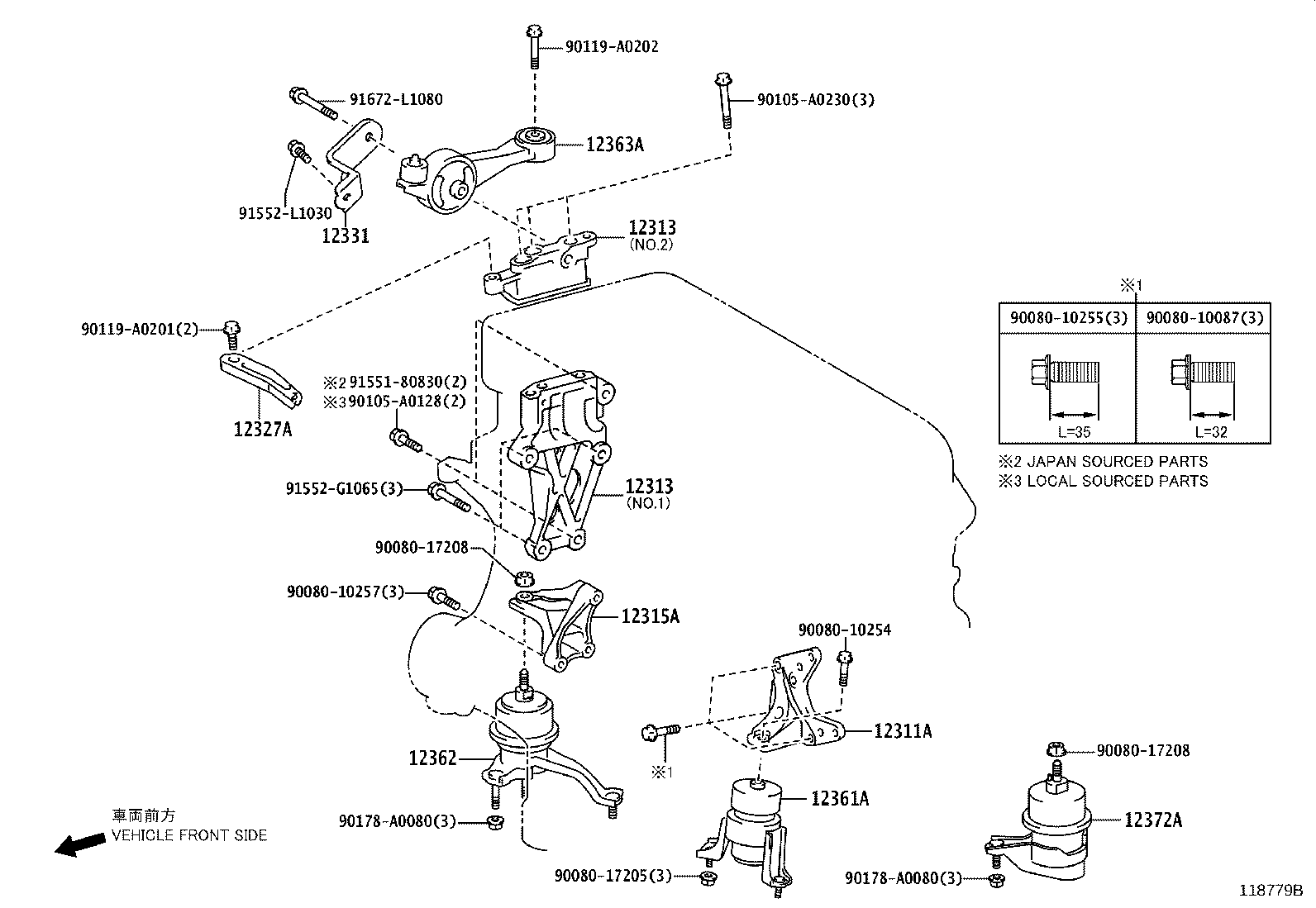 Toyota 12325-0P050 BRACKET, ENGINE MOUNTING, LH(FOR TRANSVERSE ENGINE)