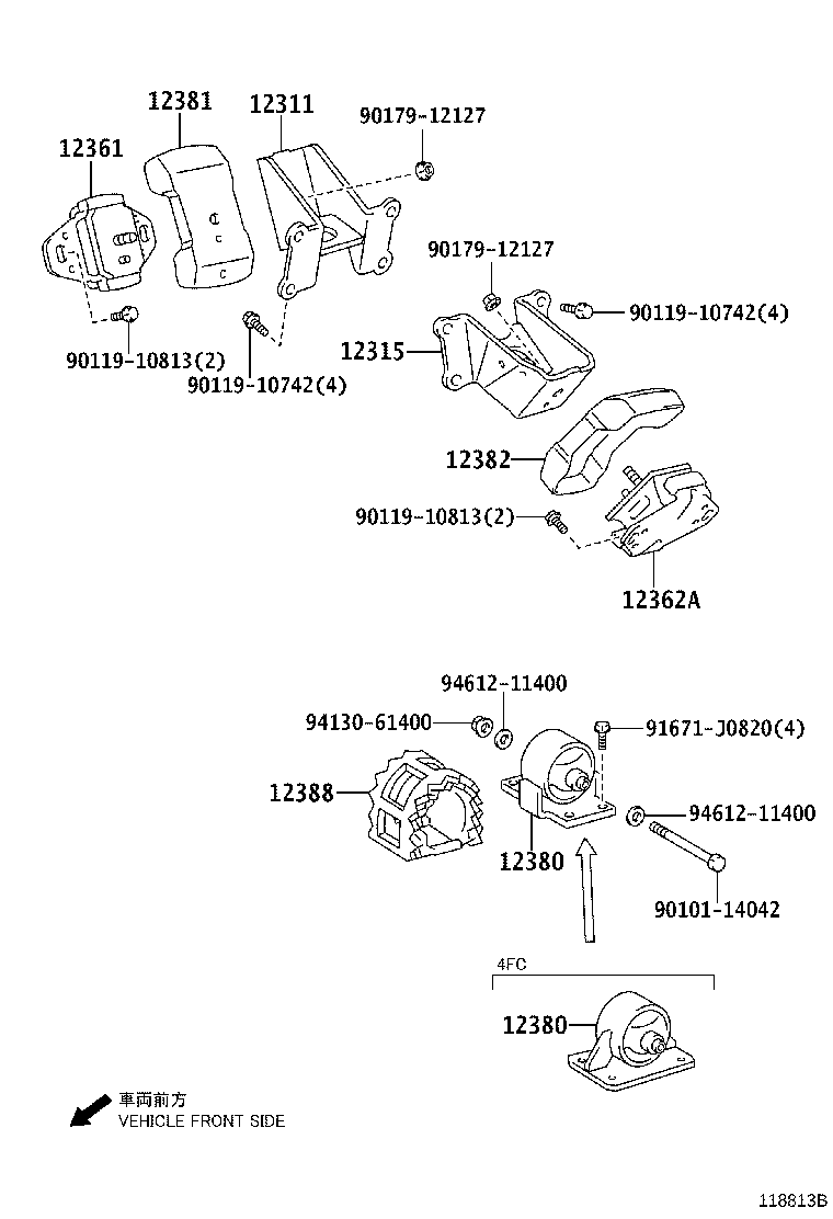 12315-11070 BRACKET, ENGINE MOUNTING, FRONT NO.1 LH product image