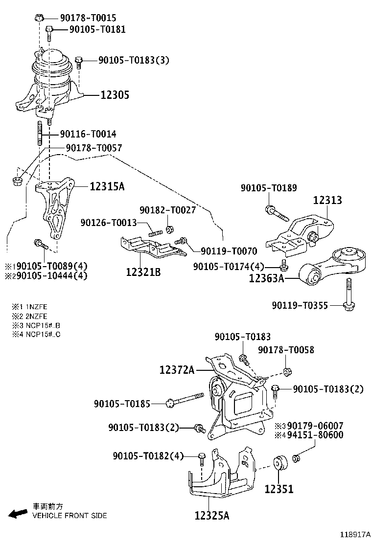 Toyota 12325-0Y330 BRACKET, ENGINE MOUNTING, LH(FOR TRANSVERSE ENGINE)