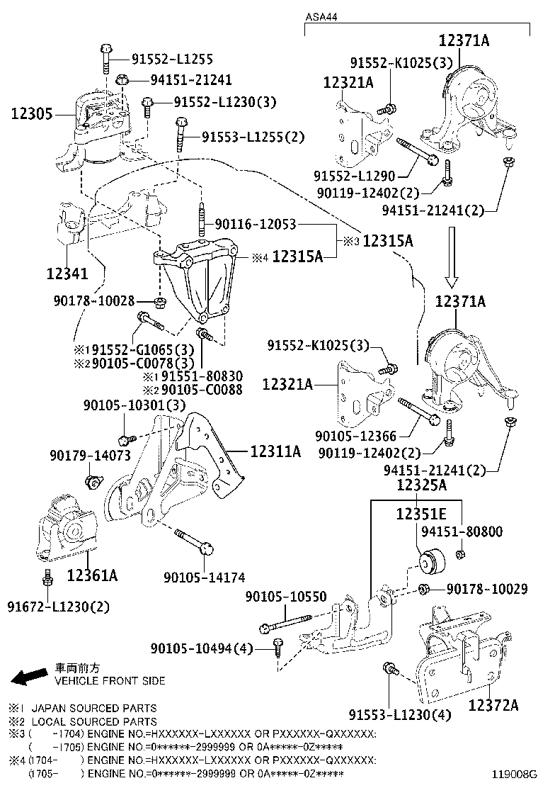 Toyota 12371-36100 INSULATOR, ENGINE MOUNTING, REAR