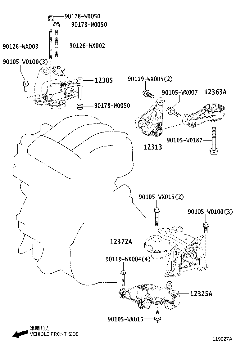 12305-0Q040 INSULATOR SUB-ASSY, ENGINE MOUNTING, RH product image