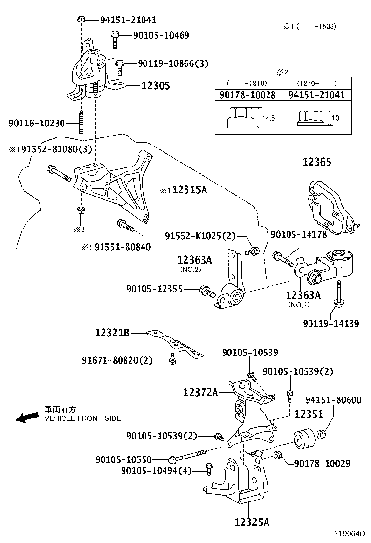 12315-47070 BRACKET, ENGINE MOUNTING, RH(FOR TRANSVERSE ENGINE) product image