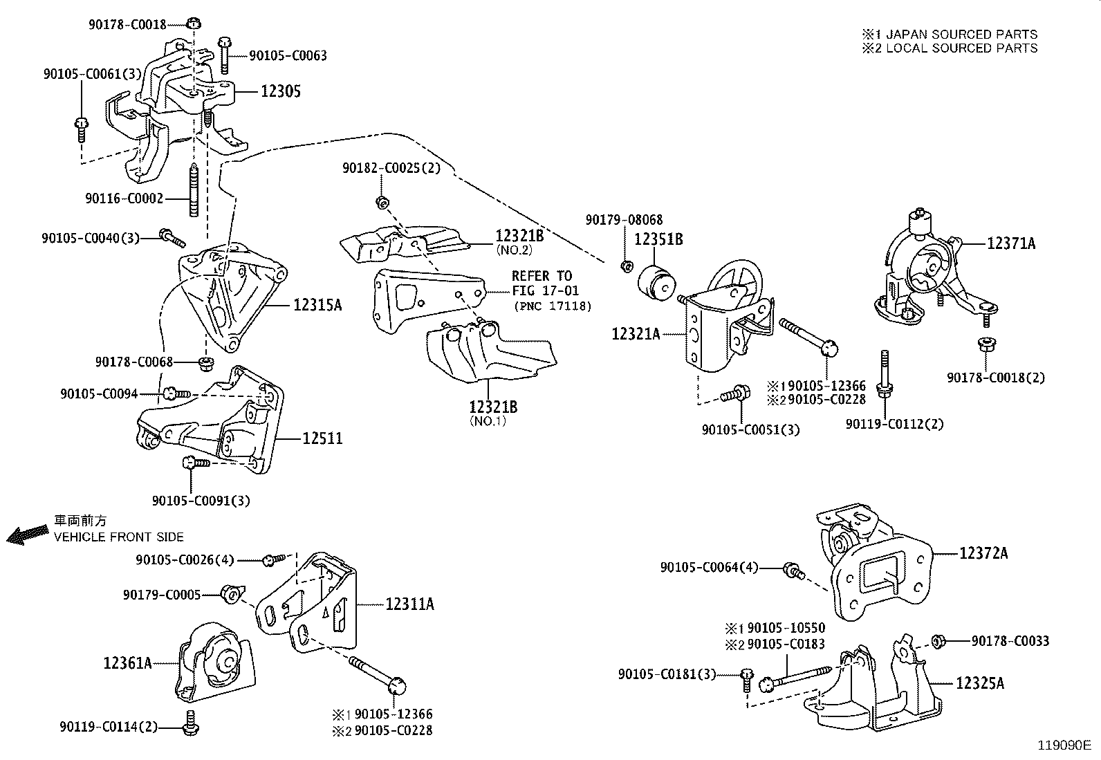 12361-0T331 INSULATOR, ENGINE MOUNTING, FRONT(FOR TRANSVERSE ENGINE) product image