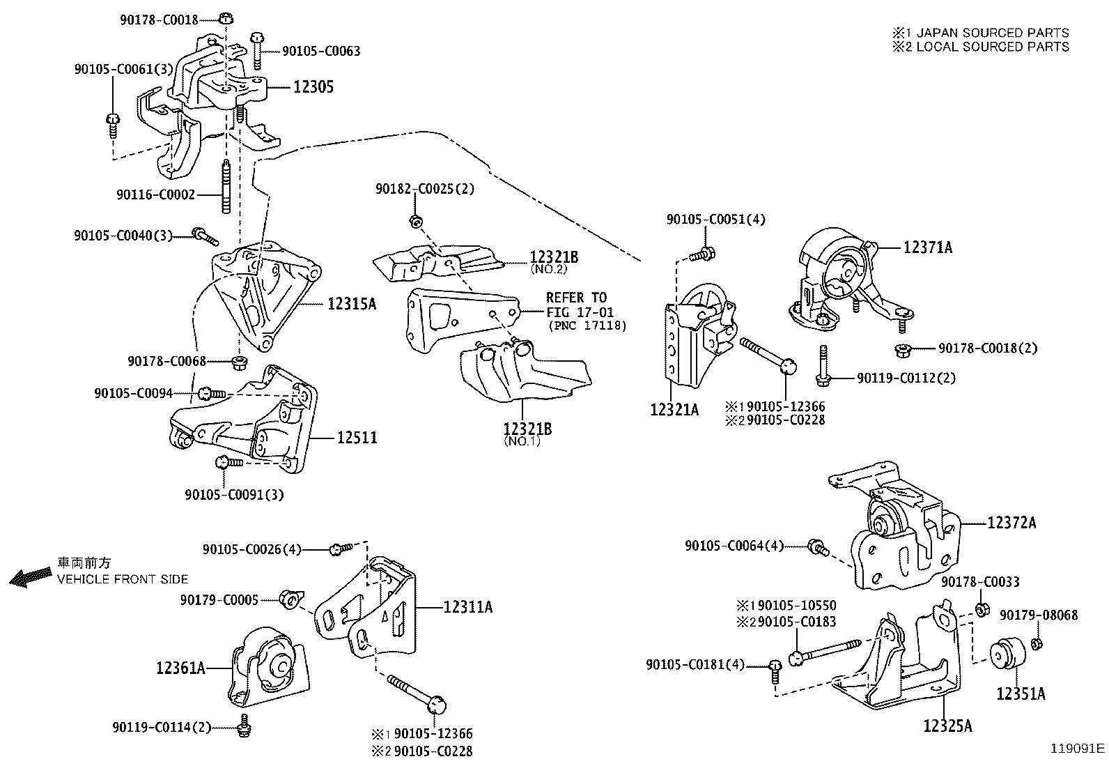 12361-0T331 INSULATOR, ENGINE MOUNTING, FRONT(FOR TRANSVERSE ENGINE) product image
