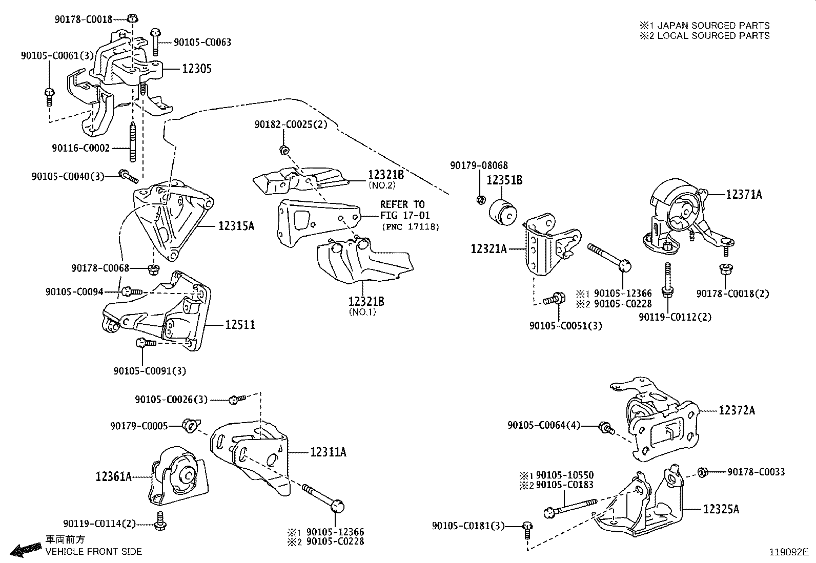 12361-0T331 INSULATOR, ENGINE MOUNTING, FRONT(FOR TRANSVERSE ENGINE) product image