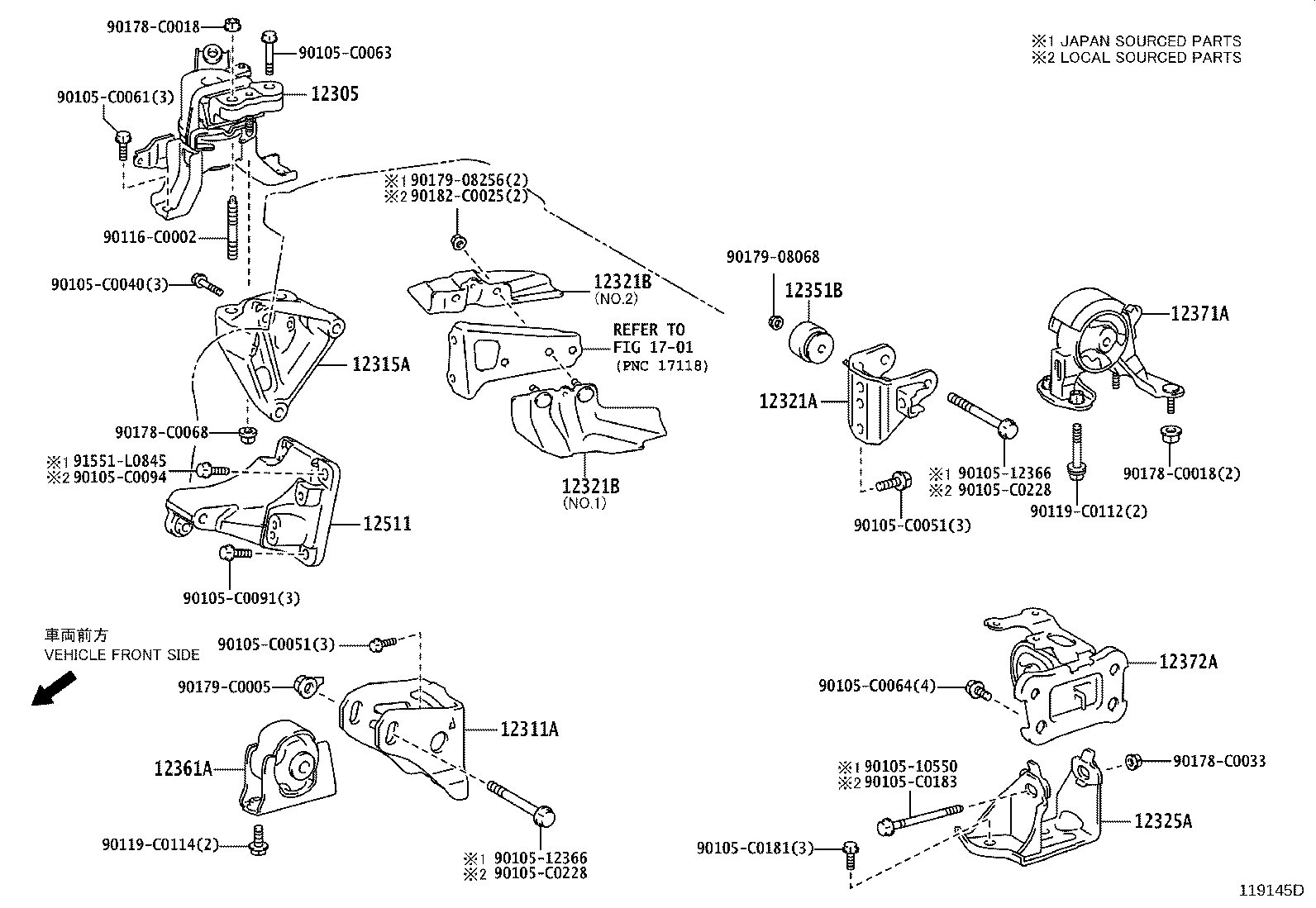 12361-0T360 INSULATOR, ENGINE MOUNTING, FRONT(FOR TRANSVERSE ENGINE) product image