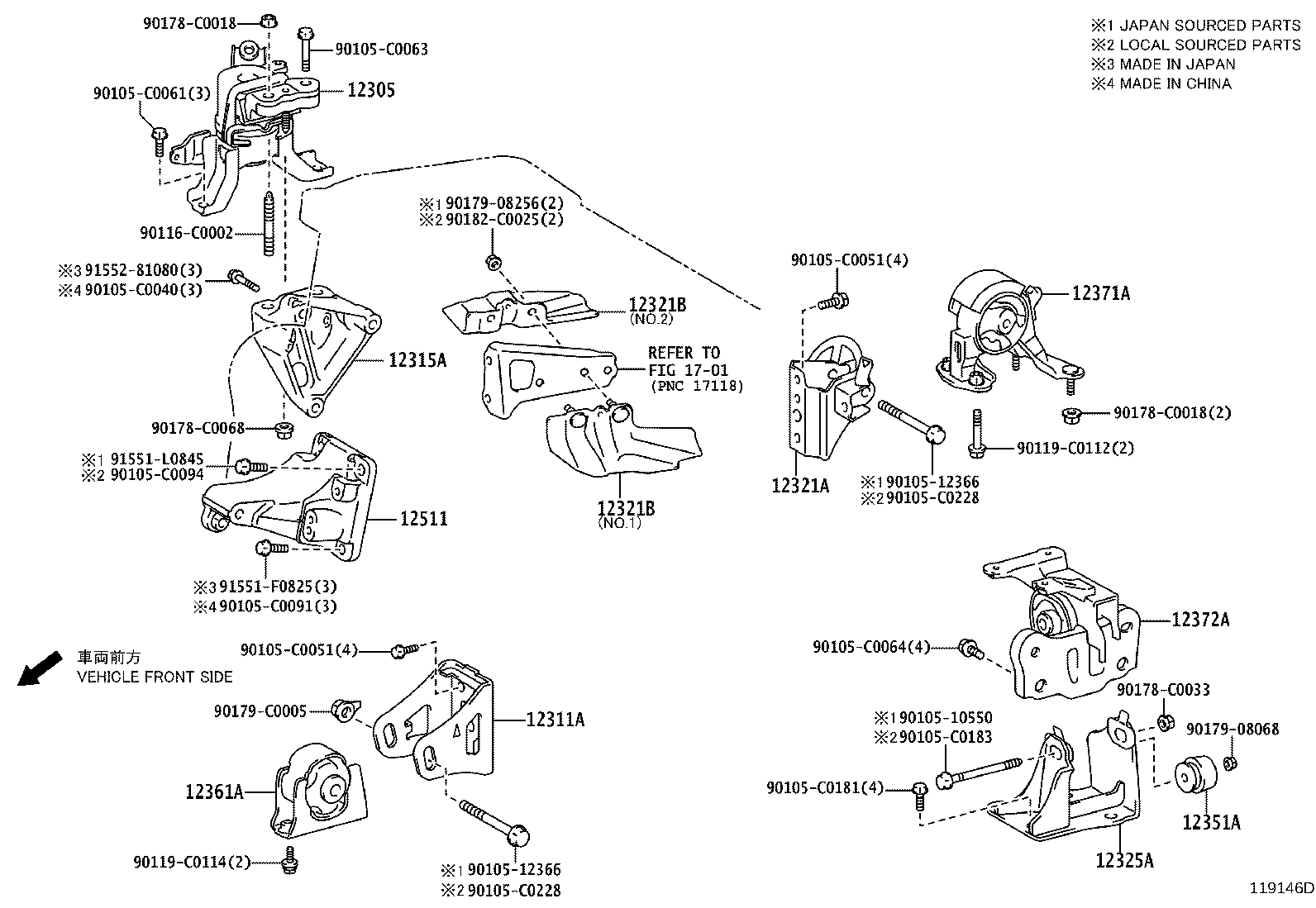 12361-0T360 INSULATOR, ENGINE MOUNTING, FRONT(FOR TRANSVERSE ENGINE) product image