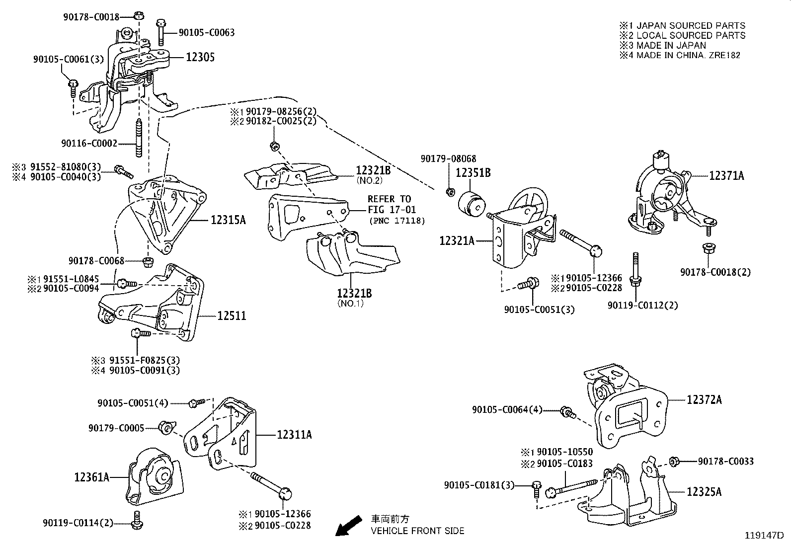 12361-0T360 INSULATOR, ENGINE MOUNTING, FRONT(FOR TRANSVERSE ENGINE) product image