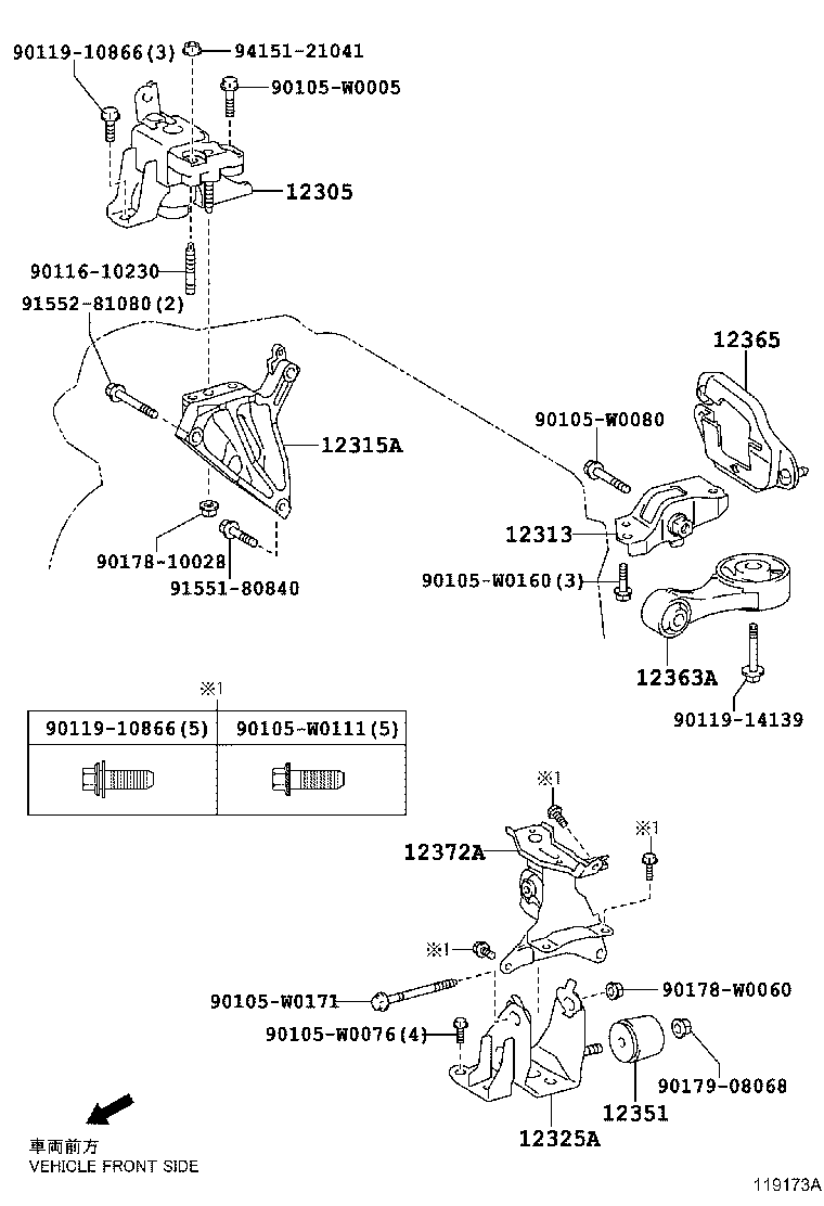 12315-33080 BRACKET, ENGINE MOUNTING, RH(FOR TRANSVERSE ENGINE) product image