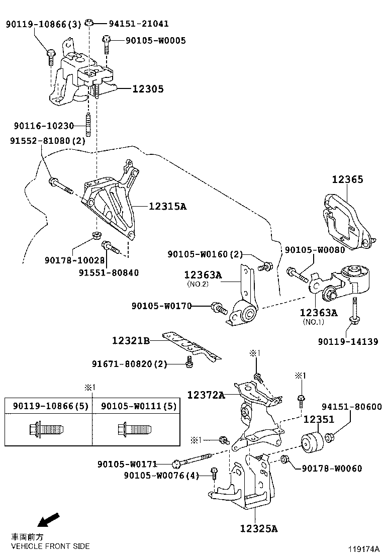 12315-33080 BRACKET, ENGINE MOUNTING, RH(FOR TRANSVERSE ENGINE) product image