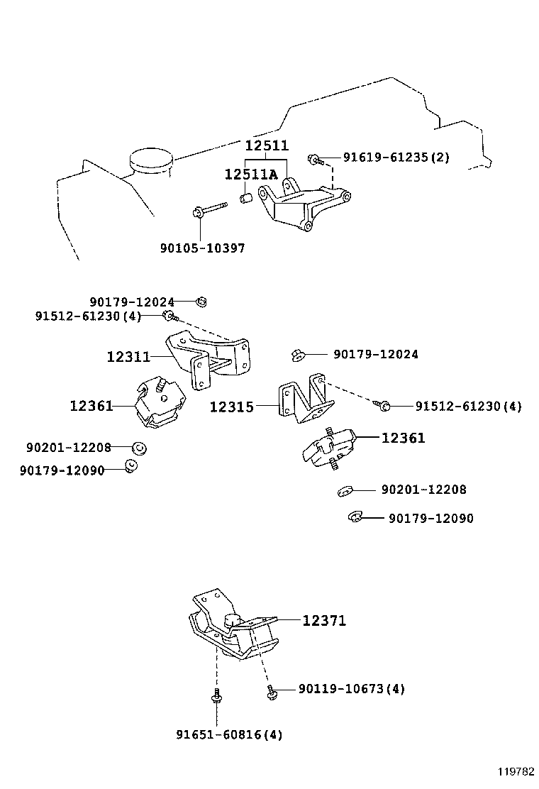 12311-66020 BRACKET, ENGINE MOUNTING, FRONT NO.1 RH product image
